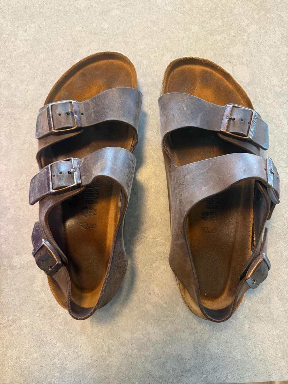Birkenstock Brown Double-Strap Leather Sandals for Men